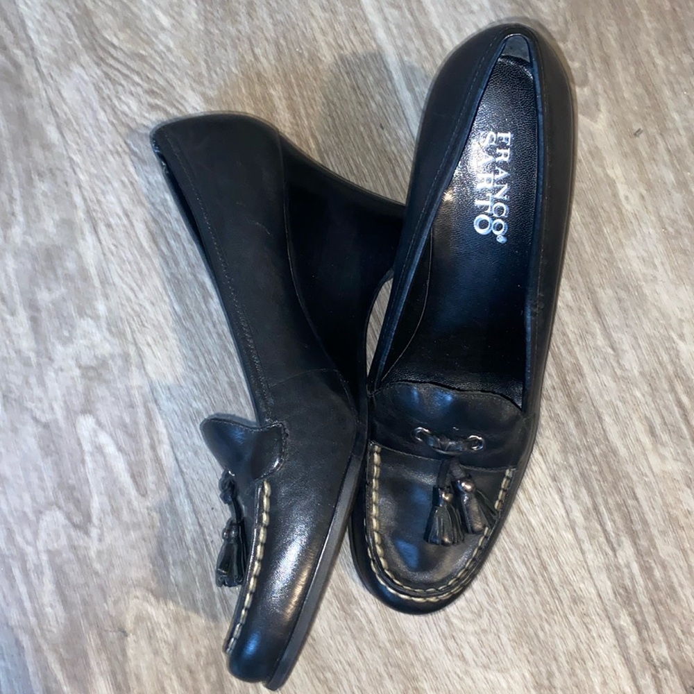Franco Sarto Women's Black Leather Shoes Size 7.5
